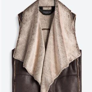Marc New York Brown Faux leather Fur Vest Small